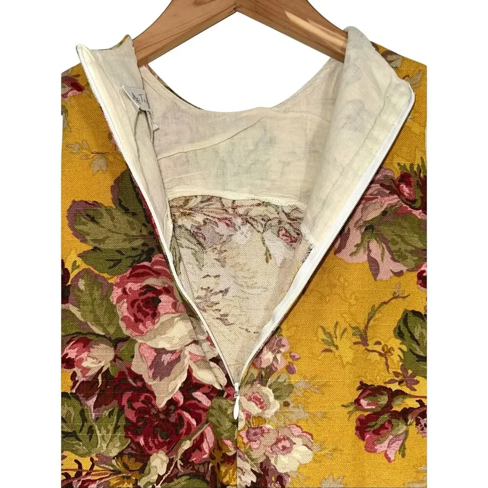 Trish Scully Girls Golden Yellow Vintage Floral Cotton Sleeveless Dress Size 6X